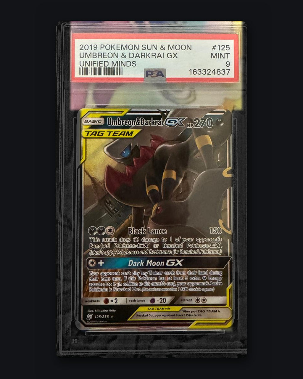 Umbreon & Darkrai GX Unified Minds 125/236 PSA 9
